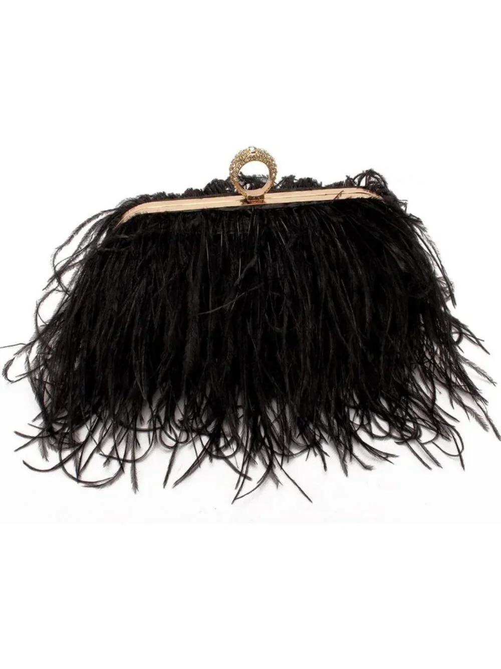 Elegant Natural Ostrich Feather Clutch Bag - Vintage Evening Purse for Banquet